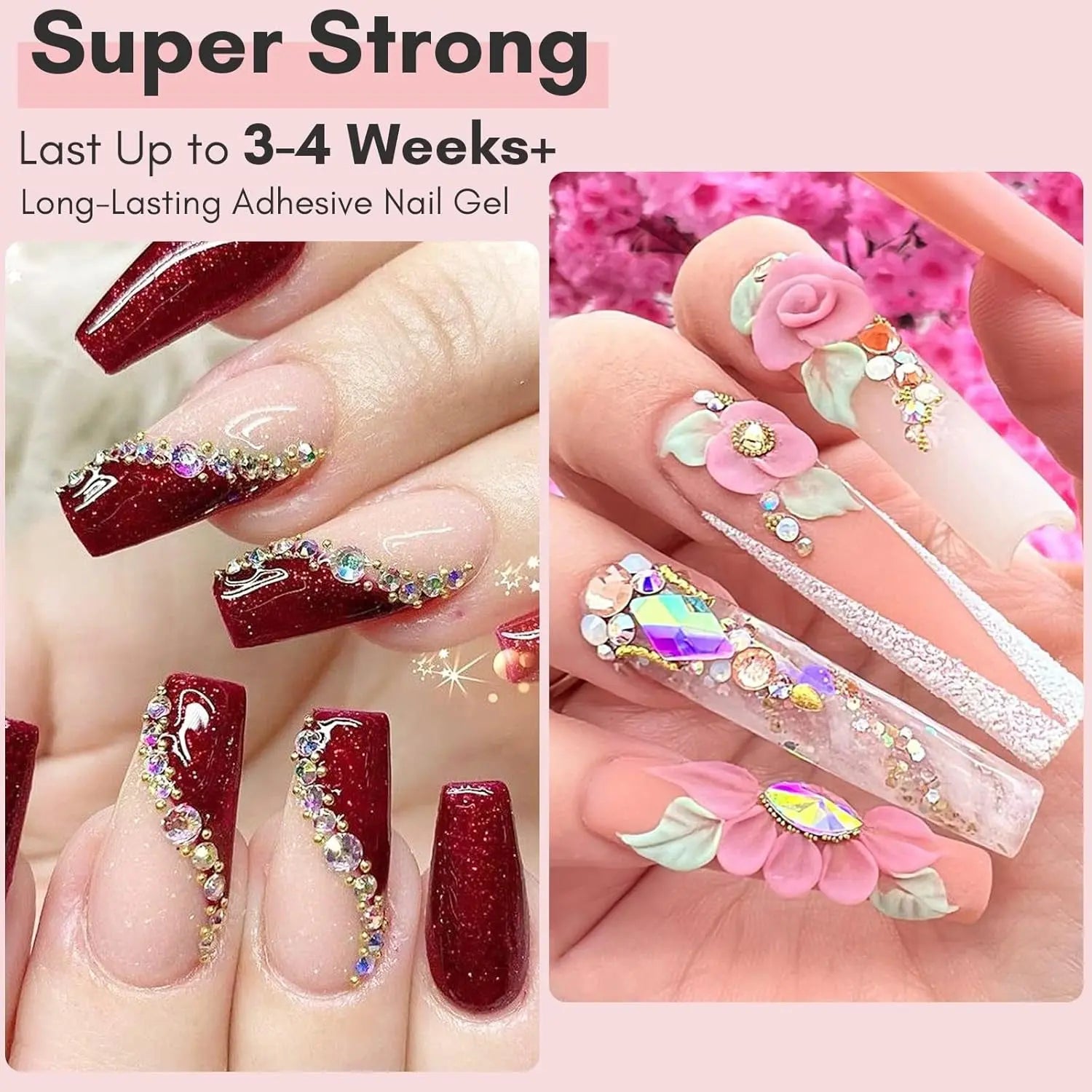 Nail Art Rhinestone Glue 30G, 3D Nail Gel Sculpting Gel, Super Adhesive Nail Charms Nail Gems, Nail Art Glue for Rhinestones Crystal Stones Jewels Diamonds, Nail Lamp Required
