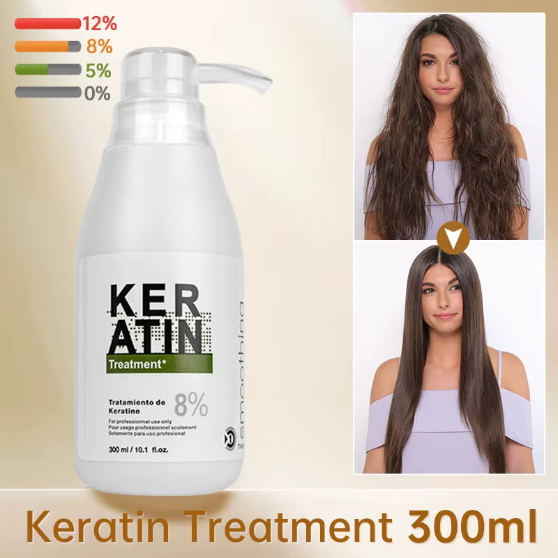 Brazilian Keratin Hair Treatment Formalin Professional Straightening Smoothing Curly Hair Frizz Dry Repair Cream Hair Care