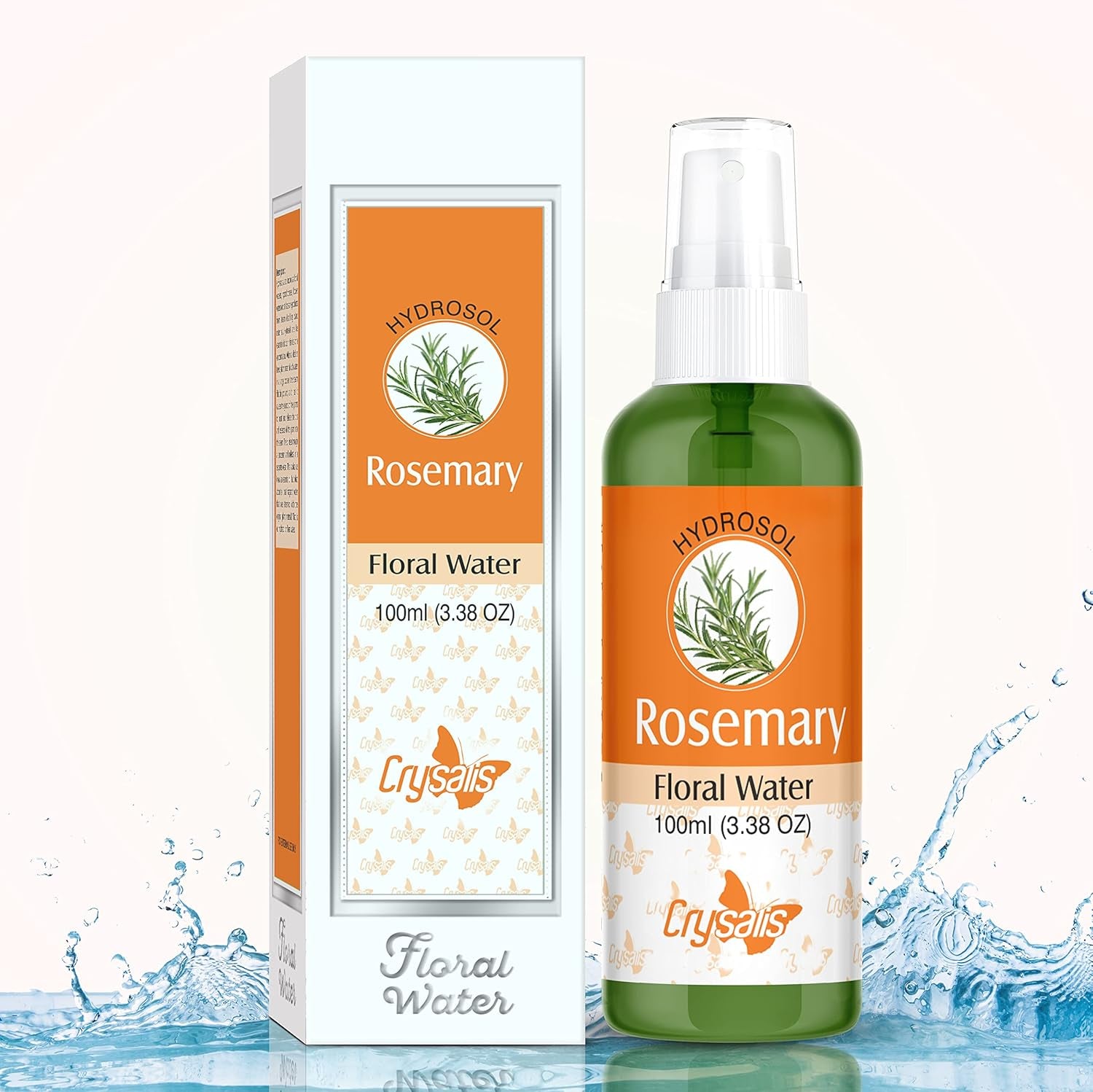 100% Pure Natural Rosemary Hydrosol Uncut Steam Distilled Leaves & Stems of Salvia Rosmarinus Purified Floral Water Cosmetic Grade Facial Aromatic Mist Spray Rejuvenates Skin Cells -100 ML