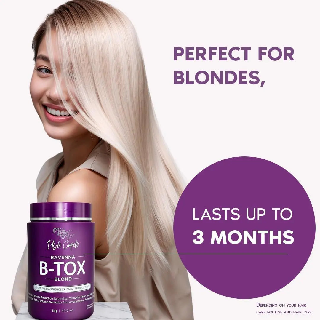 Ibelli Capelli Hair Btox Ravenna Blond Treatment for Hair Platinum Mask to Reduce Volume35.2 Oz(1Kg)